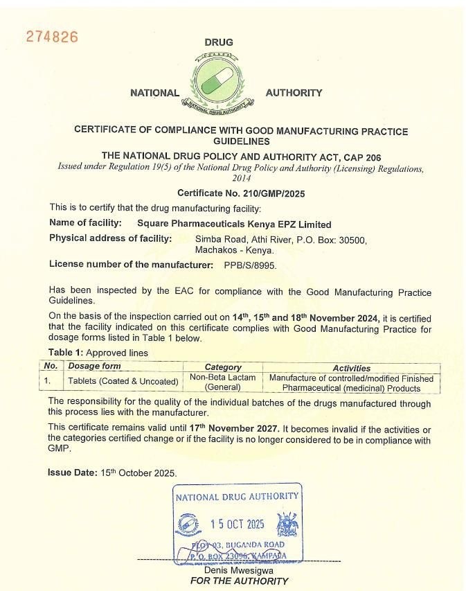 SPKEL receives EAC GMP Approval